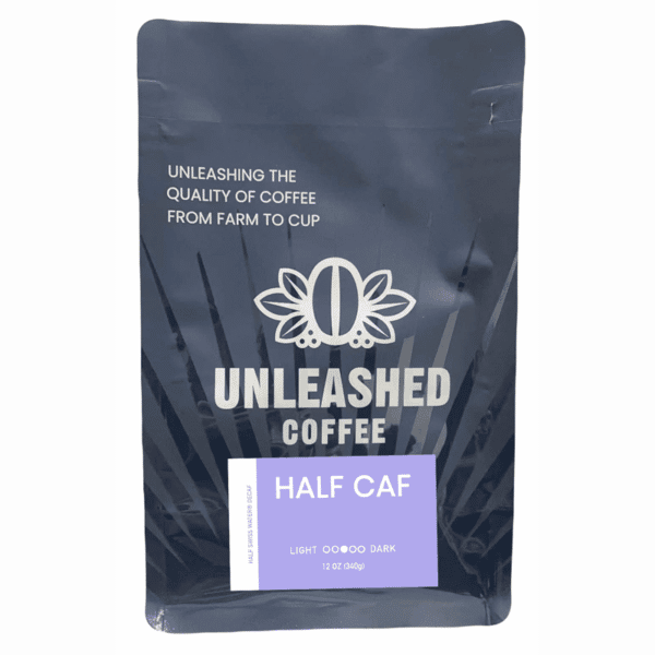 Unleashed Coffee: Half Caf, Our Medium Roast Whole Bean Coffee (Bag)