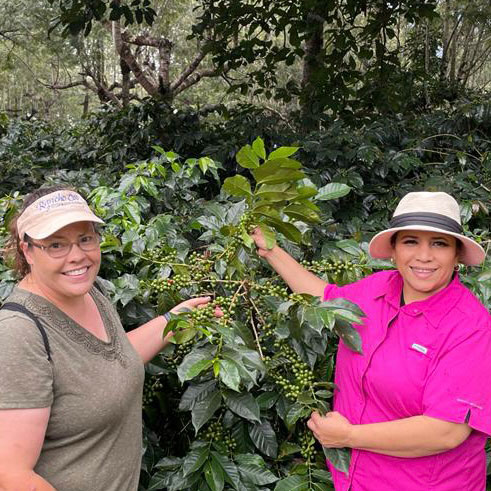 Kelly from Unleashed Coffee & Lillian from Finca Santa Marta at the farm in Guatemala